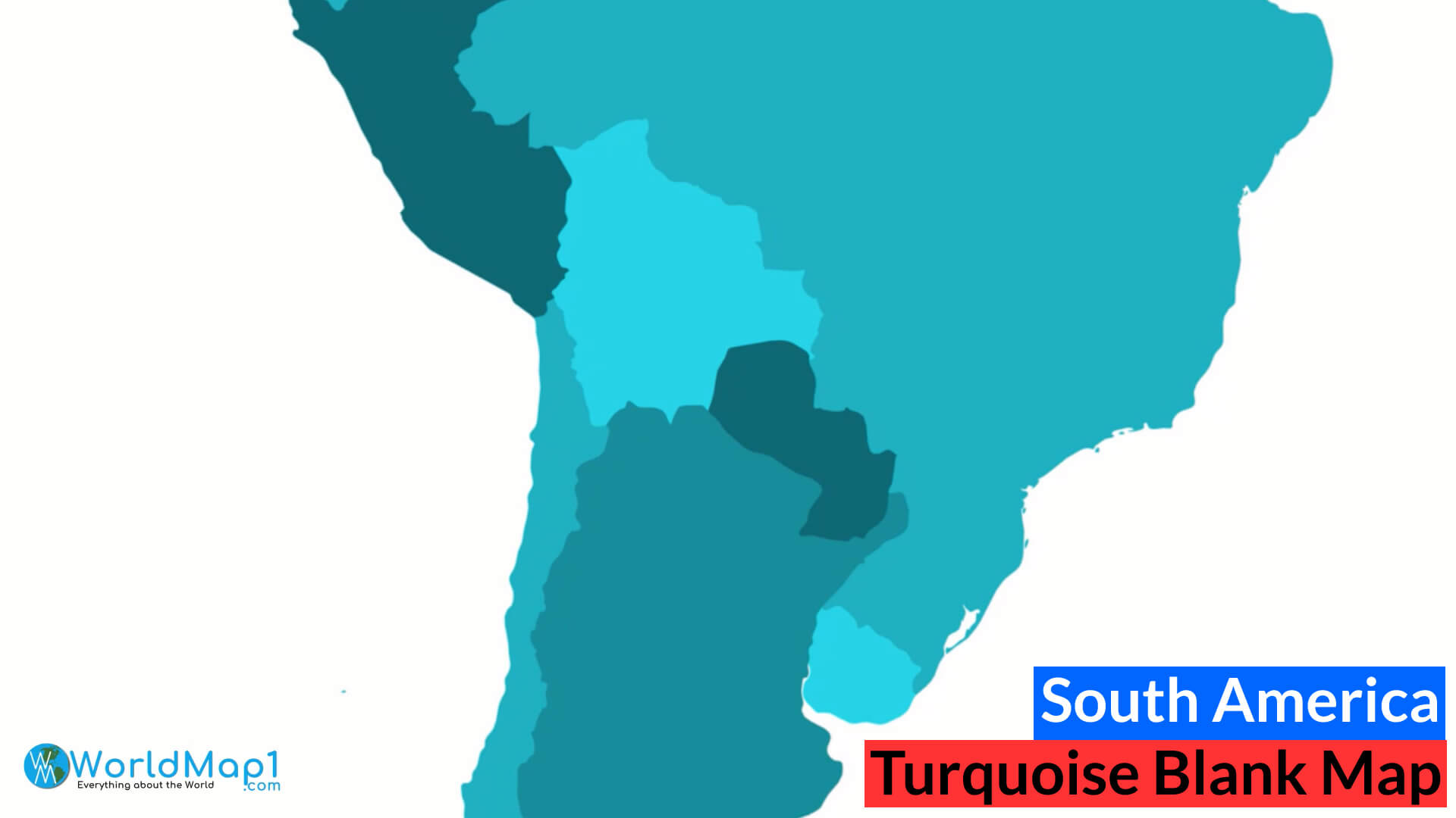 Turquoise Blank Map of South America